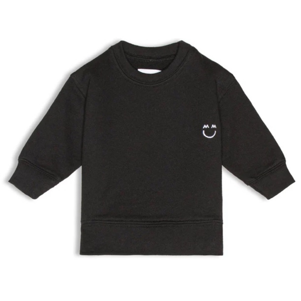 Miles and Milan Black Crew Neck 100% Cotton Fleece Sweatshirt Size 6-12 Months